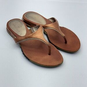 Cole Haan NikeAir Bronze Thong Sandals Women's 7.5 B Slip On Wedge Leather